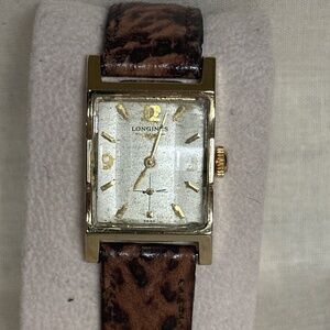 1950 Longines14k Yellow Gold Tank Watch with Shark Band